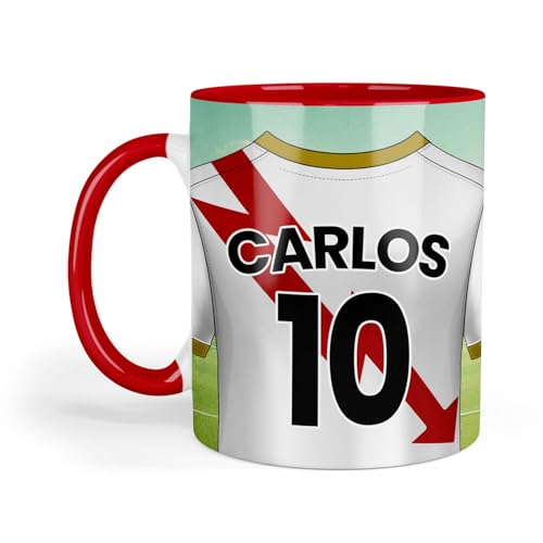 Kembilove Taza Personalizada de Fútbol | Regalo Original Rayo Vallecano | Para Niños y Día del Padre | Tazas de Desayuno Personalizadas