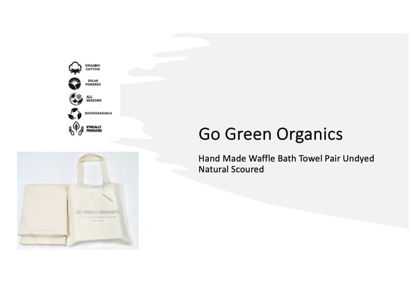 Image of Waffle Bath Towel Pair, 30.5x58 INCHES, Hand Made, 100% Organic Cotton, GOTS Certified, Natural UNDYED (NO Colour, NO SOFTENERS) Super ABSORBANT & Quick Dry, Environment Friendly