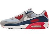 Nike Air Max 90 Men's Shoes (DM0029-005, Light Smoke Grey/Armory Navy/Fire Red/Phantom) Size 14