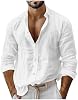 Camisa de Lino Casual para Hombre Xiaojmake, Manga Larga, Algodón, con Botones, Cuello Plano, para Primavera Verano, Estilo Hippie 2
