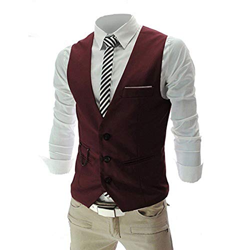 Image of OORA Men's Viscose V-Shape Tuxedo Style Waist Coat Slim Fit V Neck Half Slim Jacket Formal Casual Stylish Coat for Wedding Party Office Wear