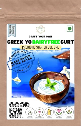Image of Alla's Posh Flavors Dairy-Free Greek Yogurt Culture | Non-GMO Plant-Based Starter | Imported from Europe | Lab Tested | Makes Plant Milk Greek Yogurt at Home | 2 Sachets Pack, Make Unlimited Batches