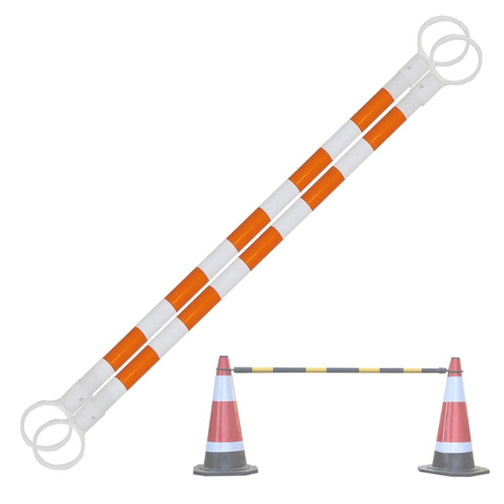 Postes retráctiles de señalización Vial con Conos Reflectantes, de 1,2 a 2 Metros de Altura, Paquete de 2 Unidades, Multicolor y Blanco, para una Mayor Visibilidad y Control de multitudes.