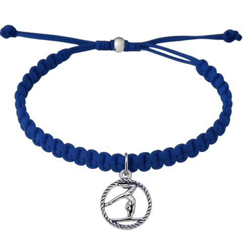 Image of Sportybella Gymnastics Charm Bracelet, Girls Gymnastics Jewelry, Girls Adjustable Rope Gymnastics Charm Bracelet for Gymnasts, Gymnastics Gift