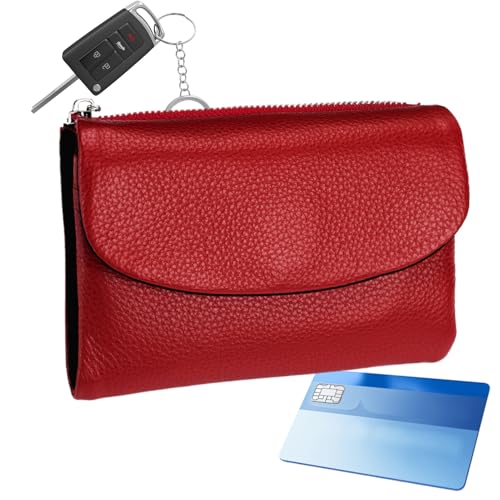 Coin Wallet for Women,Women Artificial Leather Coin Purse | Slim Large Capacity Holder Organizer for Mother Teens Girlfriend Pocket Money Small Change, Red, Refer to description, Unisex