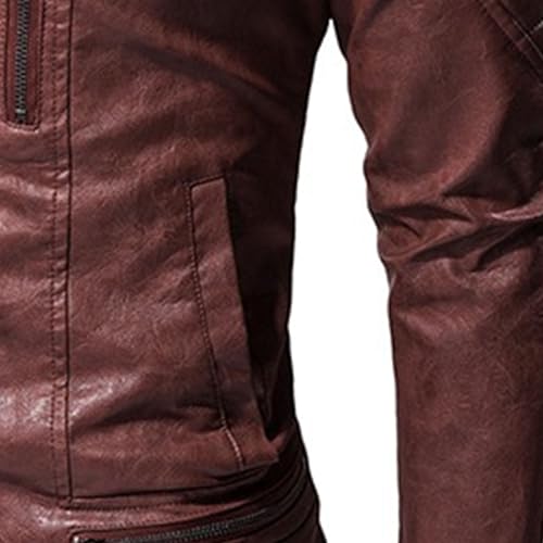 Chaqueta de cuero sintético para hombre estilo bomber miniatura 5