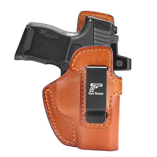 IWB Leather Holster for SIG Sauer P365/ P365X/ P365 SAS/ P365-380, Optic Cut, Inside Waistband, Appendix Concealed Carry Holster, Fits 1.5'-1.75' Belts, Premium Leather, Right Hand - Brown
