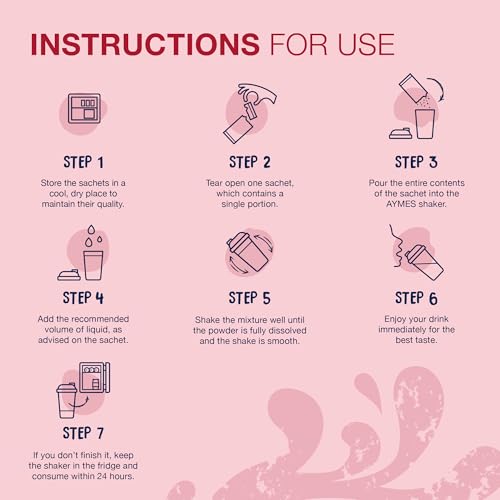 AYMES - High Protein Nutritional Powder Shakes - Strawberry - 7 Servings - Milkshake-Style Drink Mix - Gluten Free, Vegetarian, Halal & Kosher Suitable - For Ages 3+ and Adults