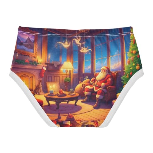 Toddler Underwear Floral 2t Cotton Panties for Girl Pattern Kids Undies Briefs Christmas Santa Claus2
