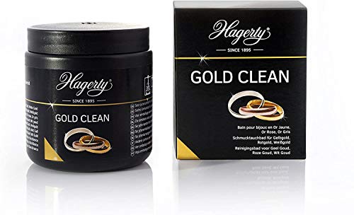 Hagerty Gold Clean Bain nettoyant pour les bijoux en or I 170 ml I Nettoyage et entretien efficace des bijoux en or jaune, blanc ou rose I Pour redonner de l'éclat à vos bijoux I Panier inclus