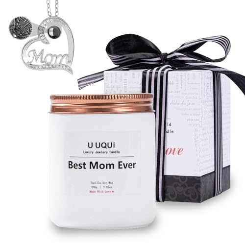 Gifts for Mom Candle with Necklace Inside Surprise Gifts, Mom Candle and Mom Necklace Set Birthday Gifts for Mom, Mom Gifts for Mom Scented Candles with Jewelry inside, Candle Lovers Gift Ideas