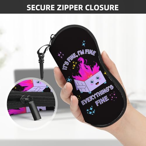 Image of Sunglasses Soft Case, Cute Ultra Light Portable Neoprene Zipper Eyeglass Glasses Case with Belt Clip for Men Women
