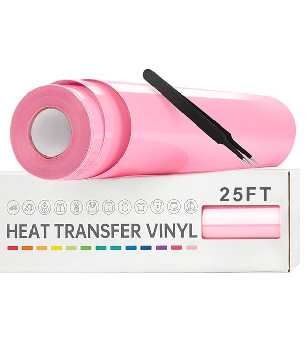 Image of VinylRus HTV Heat Transfer Vinyl Roll, Pink, 12 inch x 25FT