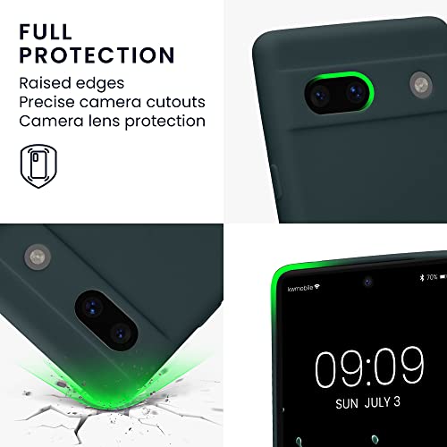 kwmobile Case for Google Pixel 7a Case - Protective Slim TPU Phone Cover - Soft Matte Finish - Dark Slate - Image 3