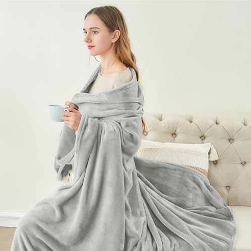 Image of BEDELITE Fleece Blanket Light Grey Throw Blankets for Couch & Bed, Luxury Plush Cozy Fuzzy 50x60 inches, Super Soft Warm Lightweight Throw for Travel Camping