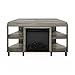 Furinno Jensen Corner Fireplace TV Stand with 4 Open Compartments for TV up to 55 Inches, French Oak Grey
