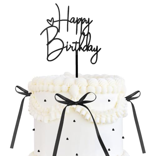 Decoración para tartas de feliz cumpleaños, oro rosa, decoración de tarta de cumpleaños, acrílico, 20 unidades, lazo rosa, decoración de cupcakes, decoración de cumpleaños para niñas, boda, San