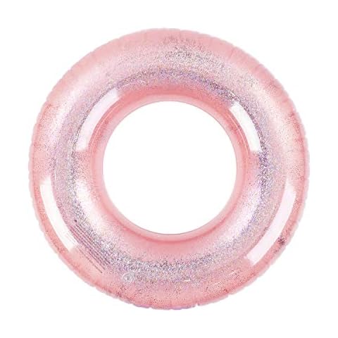 HeySplash Inflatable Swim Ring, Durable Round Shaped Summer Pool Beach Party Swimming Float Tube, Water Fun Swimming Pool Toys for Kids Adults Fun Water Activities, 120cm Diameter, Rose Gold Cover