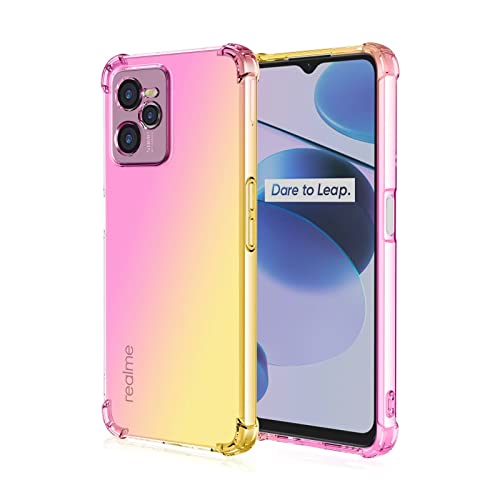 WILLIS Funda para Realme C35 / Realme Narzo 50A Prime, Carcasa Protectora de Color Degradado Transparente, 6.6' Case para Teléfono Anticaída y Antiarañazos Oro Rosado