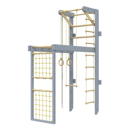 Kidsmont Combi klimrek voor kinderkamer, 5-in-1 kinderen indoor klimrek tot 150 kg, klimwand van natuurlijk hout - Image 4