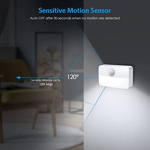Image of AMIR 4 Pack Mini Motion Sensor Stair Light for Indoor, Battery-Powered LED Night Light, 40 Lumen 6500K, Cordless Closet Lights, Safe Lights for Stairs, Hallway, Bathroom, Kitchen, Cabinet
