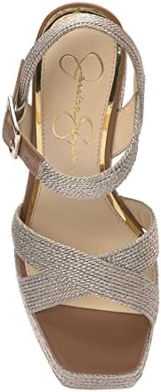 Jessica Simpson Women's Brycen Platform High Heel Sandal Wedge, Platino, 8.5 | Image 4