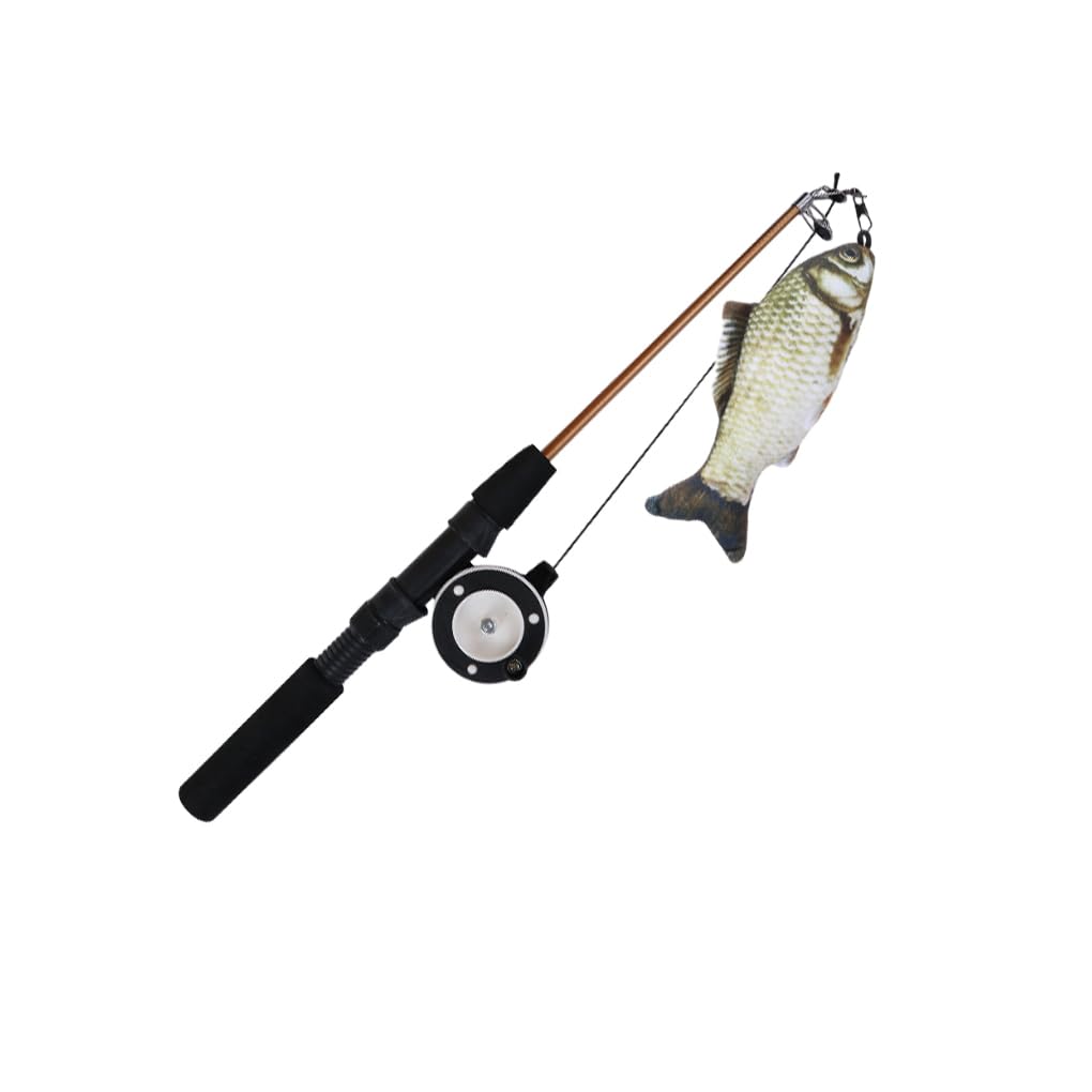 Zanthicia Cat Fishing Rod Toy Interactive Play Easy To Gifts Plastic Fish Shaped Fishing Rod Cat Toy Toys, grass carp