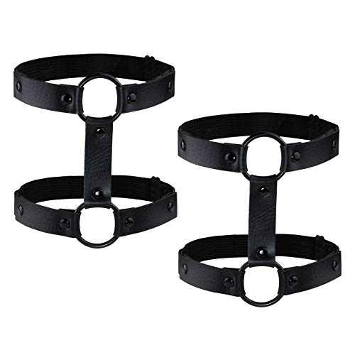 Jjdreams 2Pcs Gothic Double Row Punk Elastic Adjustable Leg Garter Belt Harness Set #TOP17
