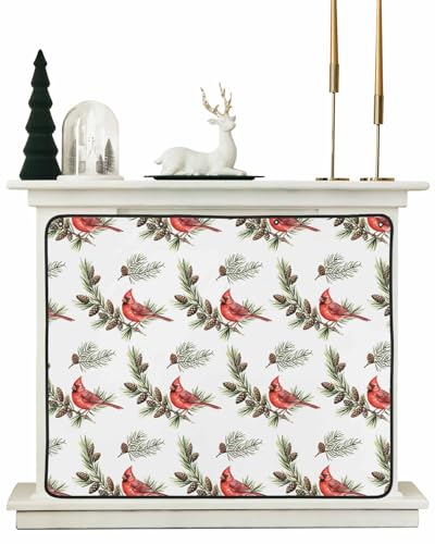 Christmas Red Cardinal Birds Fireplace Cover Decorative, Magnetic Fireplace Cover