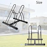 Bike Rack – Dual Bicycle Stand for Mountain, Road Bikes – Two Bike Parking Garage Storage Rack for Indoor and Outdoor Steel Bicycle Storage Tire Rack - Image 2