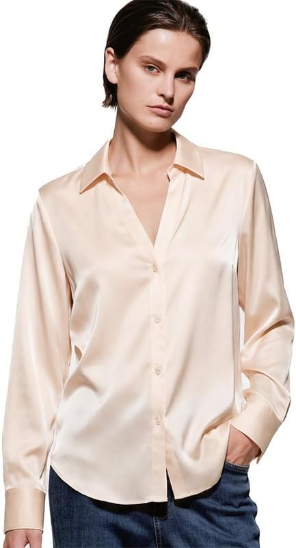 URBAN REVIVO Women's Long Sleeve Solid Shirt Perfect for Work and Dates - Image 2