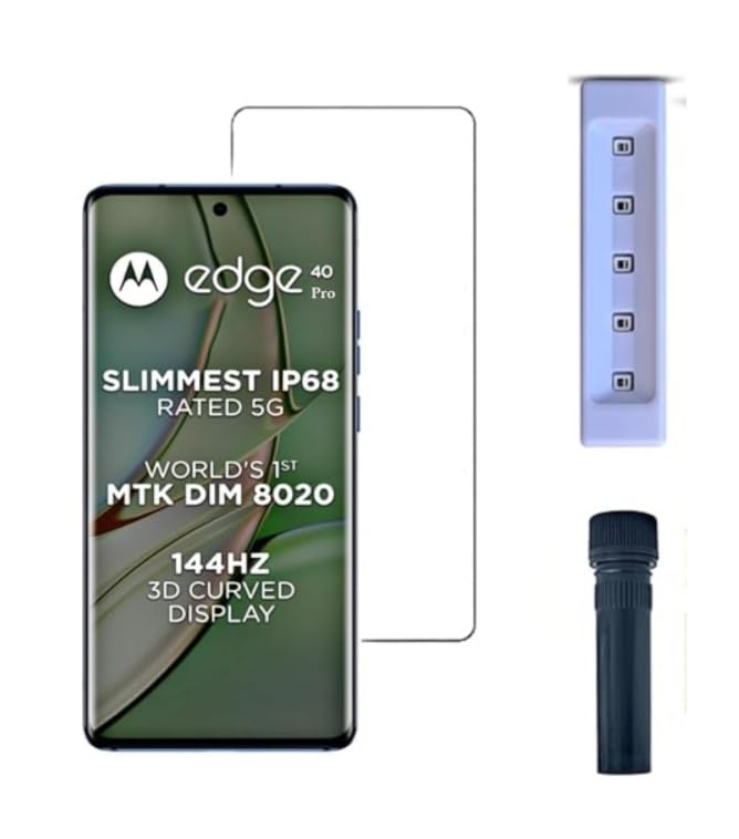 Image of UV Tempered Glass Curved Design for Motorola Edge 40 PRO (5G) Advanced Border Less Full Edge to Edge Screen Protector and Easy Installation Kit