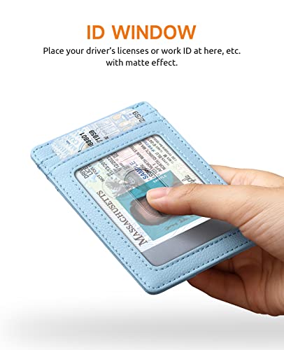 Image of Buffway Mens Slim Wallet, Minimalist Thin Front Pocket Leather Credit Card Holder with RFID Blocking for Work Travel | Minimalist