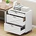 Halitaa File Cabinet 3 Drawers Lateral File Cabinet for Letter/Legal/A4 Size Hanging Files, Large Wood File Storage Cabinets Printer Stand for Home Office, White and Black