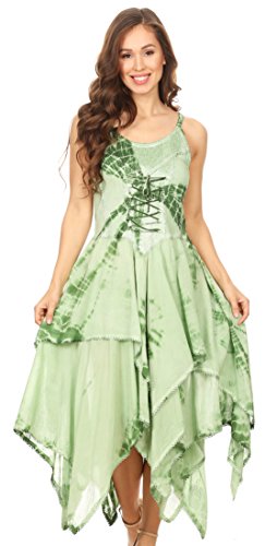 Image of Sakkas Annabella Corset Bodice Handkerchief Hem Dress