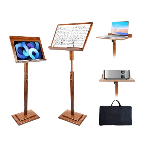 Wooden Music Stand for Sheet Music - Bamboo Desktop Book Stand with Carrying Bag Adjustable Height, Lectern Podium On-Stage Holder for Guitar Violin Piano Players
