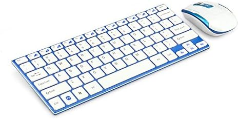 Wireless Keyboard and Mouse Combos, URCO Ultra-Thin Ergonomics Aluminum-Alloy Frame 2.4GHz Wireless Keyboard and Mouse Sets for Gaming and Working (Blue)