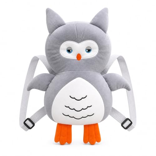 Image of GLUN Baby Cute Owl Soft Cushioning Fall Protector Backpack Pack of 1 Grey Colour, Adjustable Shoulder Belt, Head Protection Back for 6-12 Month Toddler Babies