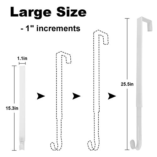 Gamexcel Adjustable Wreath Hanger For Front Door From 15-25 Inch - 22 Lbs Larger Door Hanger Christmas Wreaths Decorations Hook, White #TOP2