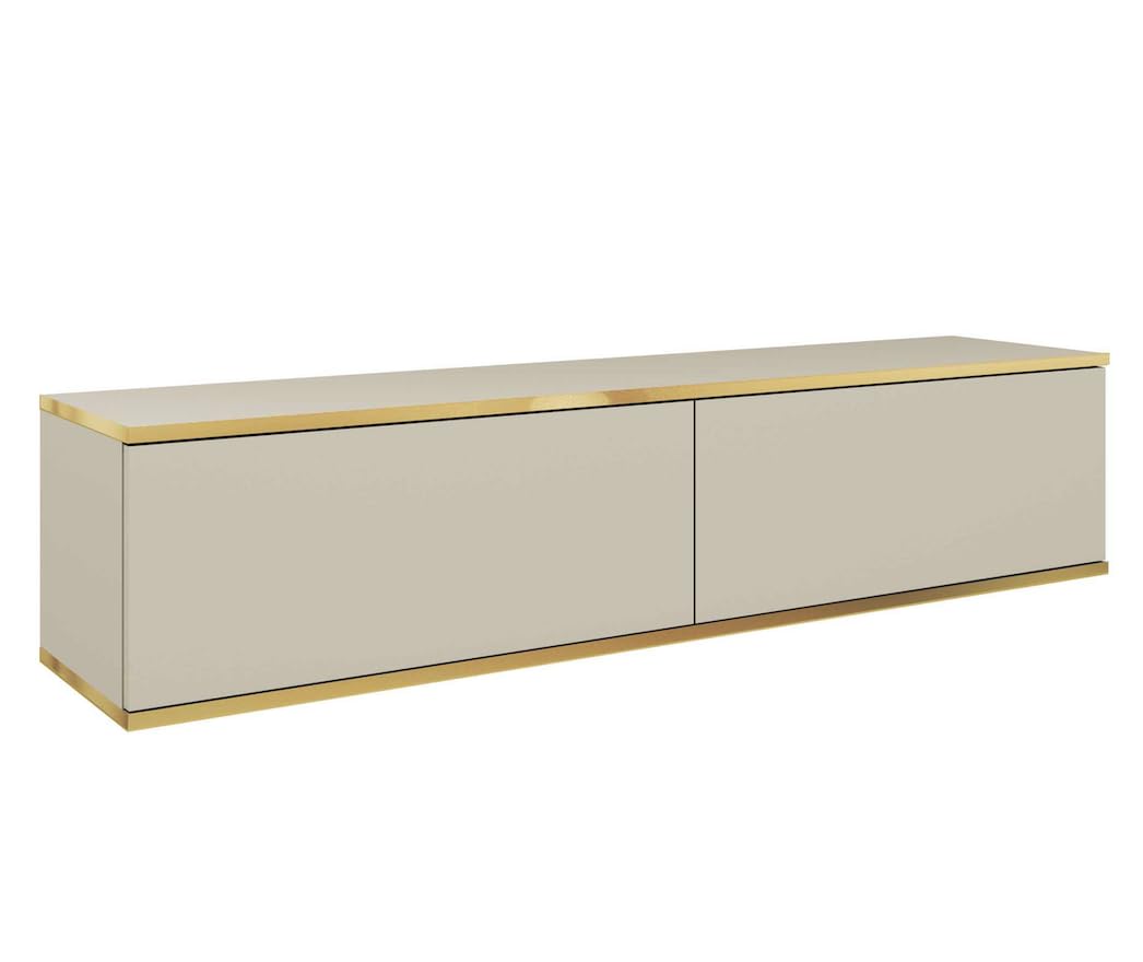 Oro 135 cm, Mobile TV a sospensione moderno, mobile TV, vari colori, mobili da soggiorno, stile moderno (Beige)