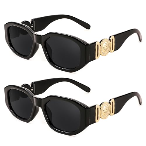 Image of FEISEDY Retro Trendy Rectangle Sunglasses Women Men Narrow Shades B2322 | |Vintage Shades |UV400 Protection |Blocks Glare |Women & Men |Comes With A Storage Case