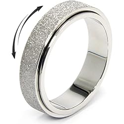 OreilleStar Titanium Stainless Steel Anxiety Ring for Women Men Fidget Spinner Ring, Size 6-12, Width 6MM, 5-Color: Rose Gold-Rainbow-Silver-Black-Blue