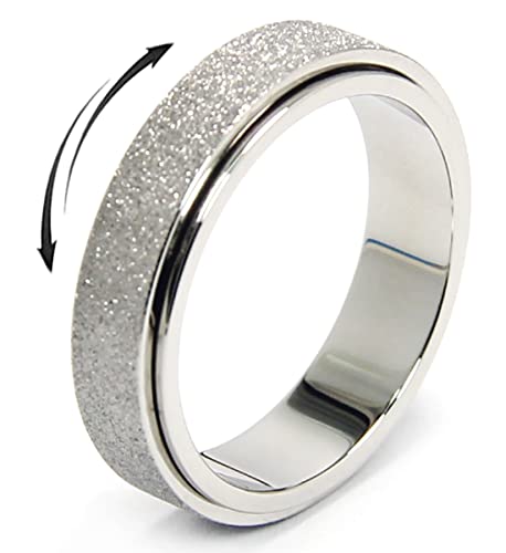 OreilleStar Anxiety Ring for Women Fidget Ring Spinner Fidget Toys Adults Stainless Steel Thumb Ring for Men Silver Size 7 by OreilleStar - Used condition - US$5.45