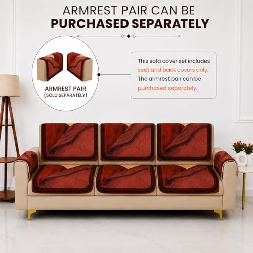 Image of Homerz Premium 'Luxe Series' Holland Velvet Sofa Cover | Smooth Finish | Anti-Skid Fleece Backing | Soft Touch Couch Protector for Living Room (Urban Dune, 5 (3+2) Seater, Seat Cover with Backrest)
