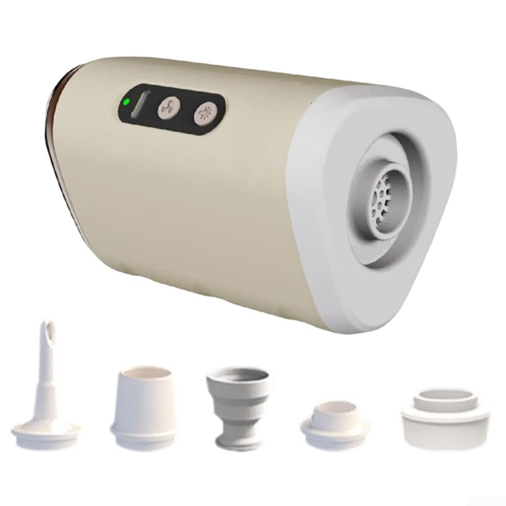 DAZZLEEX Pompe à air rechargeable 2500 mAh avec lumière LED pour camping, matelas gonflable, 4 modes de luminosité, pompe électrique portable, kaki