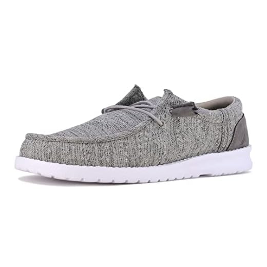 Nautica Mocasines de confort para hombre, zapatos de barco con cordones, zapatillas ligeras y casuales elásticas-Rushford, gris, 44.5 EU