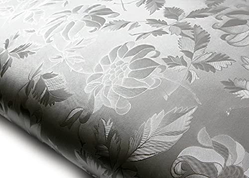 ROSEROSA Peel and Stick Flame Retardation PVC Instant Floral Decorative Self-Adhesive Film Countertop Backsplash Olivia Silver Pearl (MF5200-2 : 1.96 Feet X 6.56 Feet)