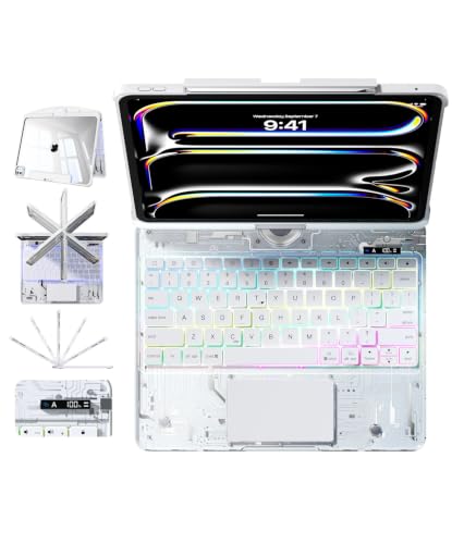 Image of Cyberpunk Clear Keyboard Case for iPad Pro 13 Inch M5 /M4, 360 Swivel