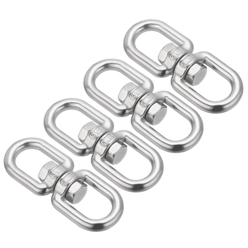 PATIKIL Double Ended Swivel Eye Hook M10 Working Load 400kg/881 Lbs, 4 Pack 316 Stainless Steel Eye to Eye Swivel Shackle Ring Connector for Marine Mooring Hanging