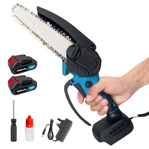 Akku Kettensäge,18V 550W Handkettensäge Klein mit 3Ah Akku,Motorsäge,Astkettensäge,Batteriebetriebene 6 Zoll Mini-Kettensäge zum Holzschneiden und Baumbeschneiden(3Ah Akku x 2) Akku Kettensäge,18V 550W Handkettensäge Klein mit 3Ah Akku,Motorsäge,Astkettensäge,Batteriebetriebene 6 Zoll Mini-Kettensäge zum Holzschneiden und Baumbeschneiden(3Ah Akku x 2)